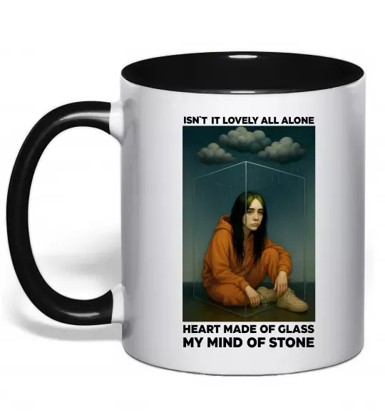 Чашка с цветной ручкой Isn`t it lovely all alone Черный фото