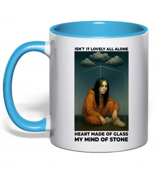 Чашка с цветной ручкой Isn`t it lovely all alone Голубой фото