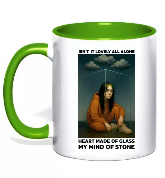 Чашка с цветной ручкой Isn`t it lovely all alone Зеленый фото