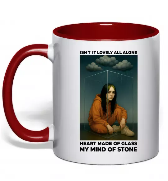 Чашка с цветной ручкой Isn`t it lovely all alone Красный фото
