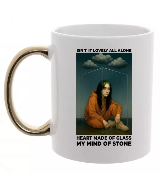 Чашка с цветной ручкой Isn`t it lovely all alone Золото фото