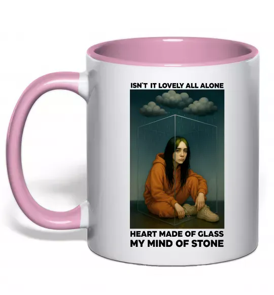 Чашка с цветной ручкой Isn`t it lovely all alone Нежно розовый фото