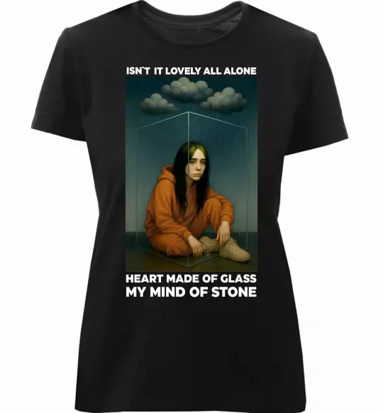 Женская премиум футболка Isn`t it lovely all alone Черный фото