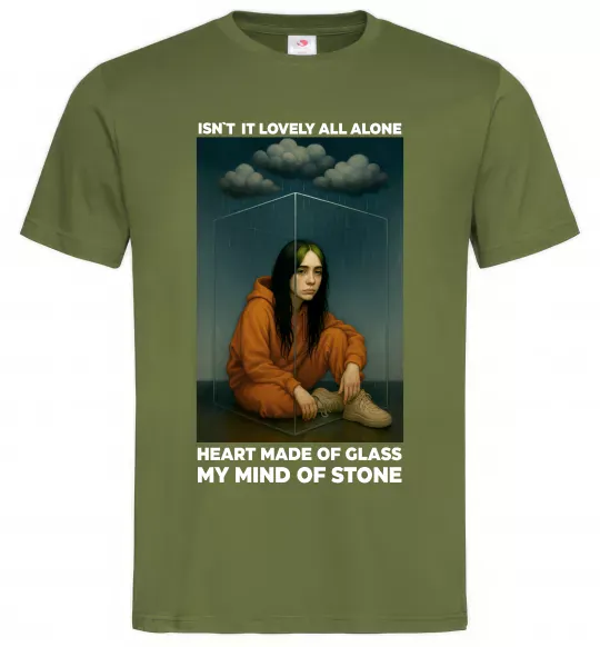 Мужская футболка Isn`t it lovely all alone Оливковый фото