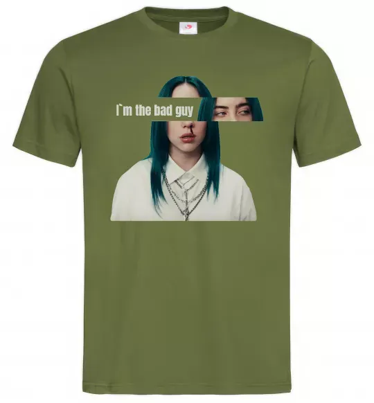 Мужская футболка I`m the bad guy Оливковый фото