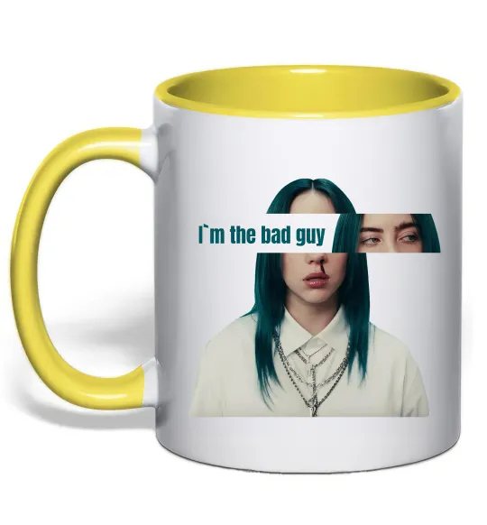 Чашка с цветной ручкой I`m the bad guy Лимонный фото