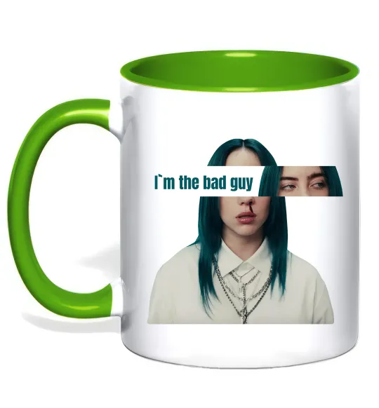 Чашка с цветной ручкой I`m the bad guy Лаймовый фото