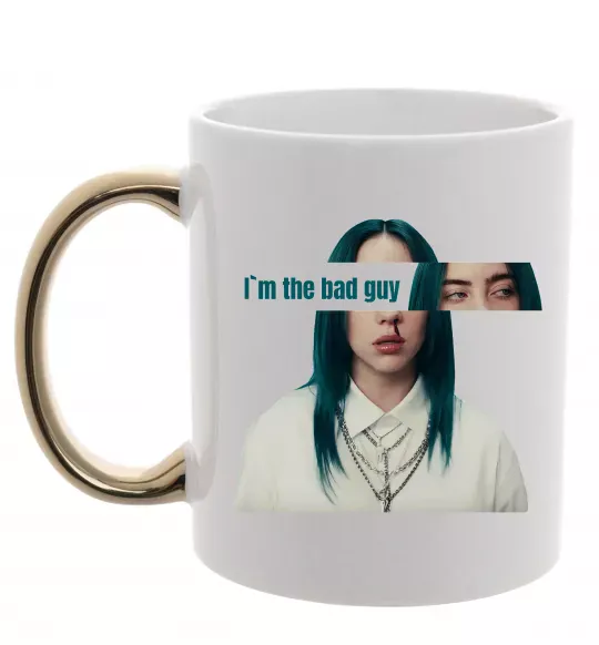 Чашка с цветной ручкой I`m the bad guy Золото фото