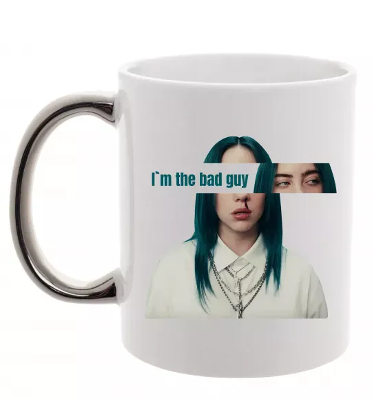 Чашка с цветной ручкой I`m the bad guy Серебро фото