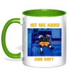 Чашка з кольоровою ручкою Hit me hard and soft Зелений фото