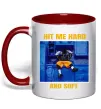 Чашка з кольоровою ручкою Hit me hard and soft Червоний фото