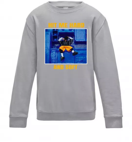 Дитячий світшот Hit me hard and soft Сірий меланж фото