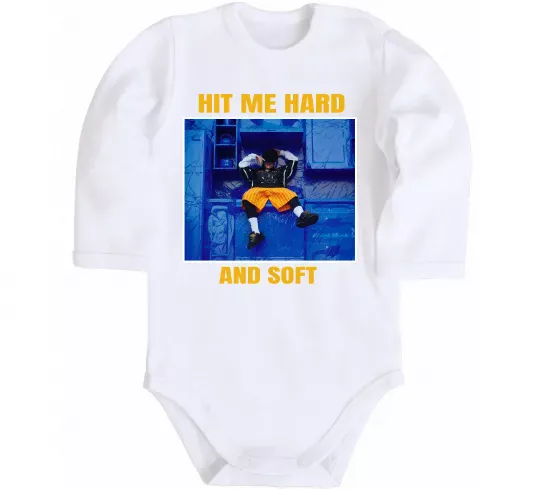 Детский боди Hit me hard and soft Белый фото