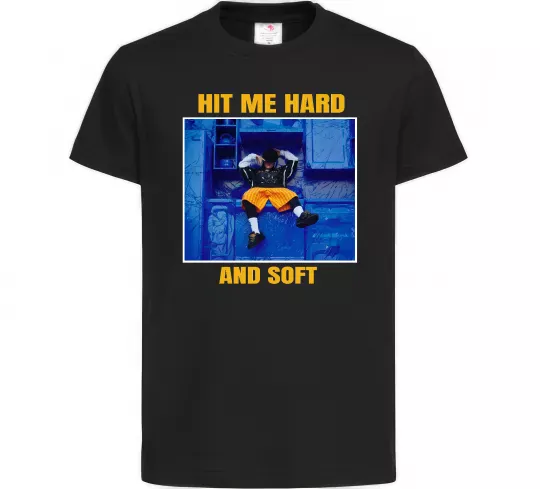 Дитяча футболка Hit me hard and soft Чорний фото
