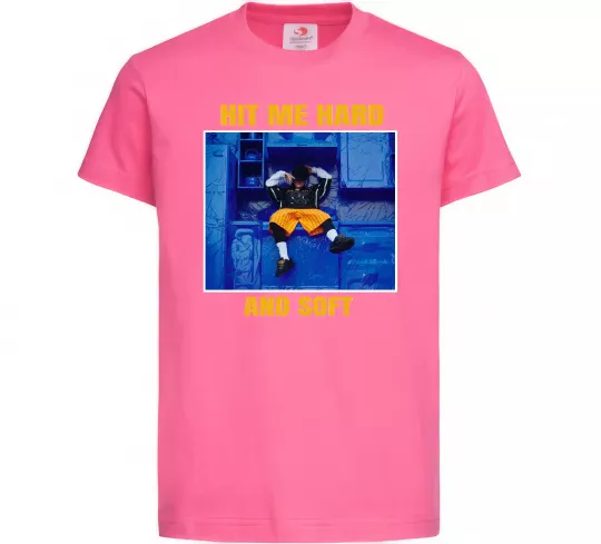 Дитяча футболка Hit me hard and soft Яскраво-рожевий фото