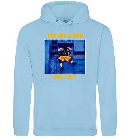 Мужская толстовка (худи) Hit me hard and soft Голубой фото