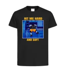 Дитяча футболка Hit me hard and soft Чорний фото