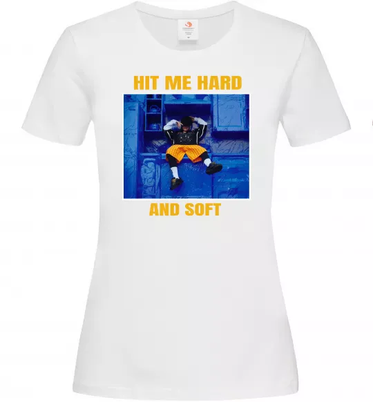 Жіноча футболка Hit me hard and soft Білий фото