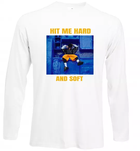 Лонгслів Hit me hard and soft Білий фото