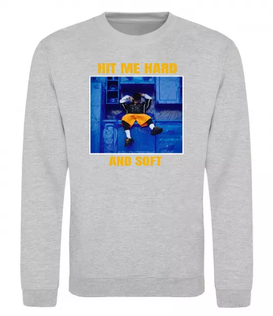 Світшот Hit me hard and soft Сірий меланж фото
