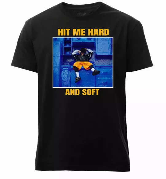 Мужская премиум футболка Hit me hard and soft Черный фото