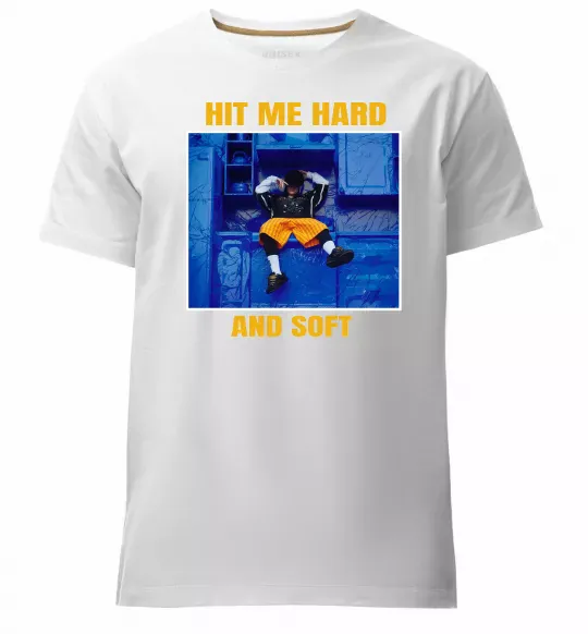 Мужская премиум футболка Hit me hard and soft Белый фото