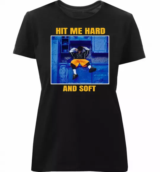 Женская премиум футболка Hit me hard and soft Черный фото