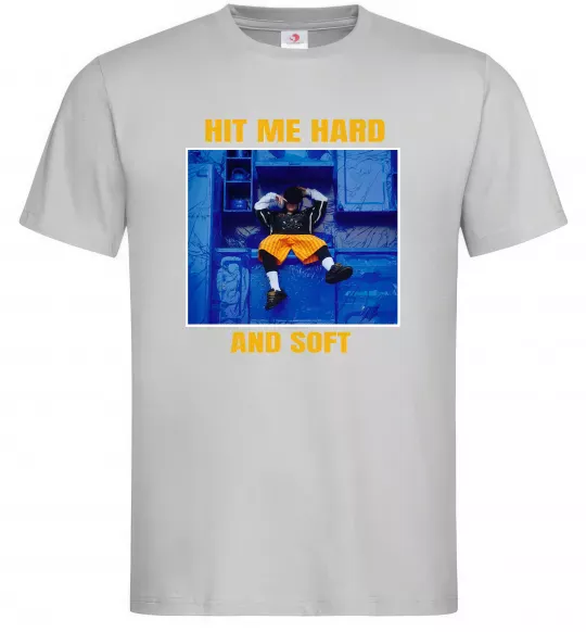 Мужская футболка Hit me hard and soft Серый фото