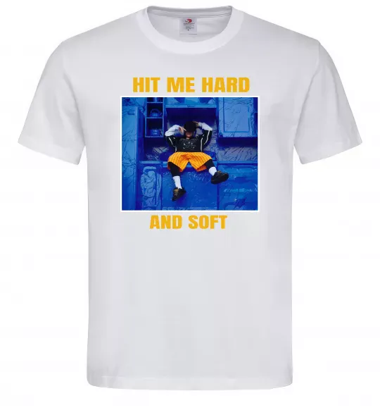 Мужская футболка Hit me hard and soft Белый фото
