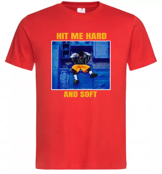 Мужская футболка Hit me hard and soft Красный фото