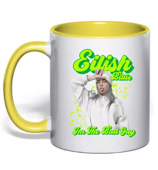 Чашка с цветной ручкой Eilish Billie Солнечно желтый фото