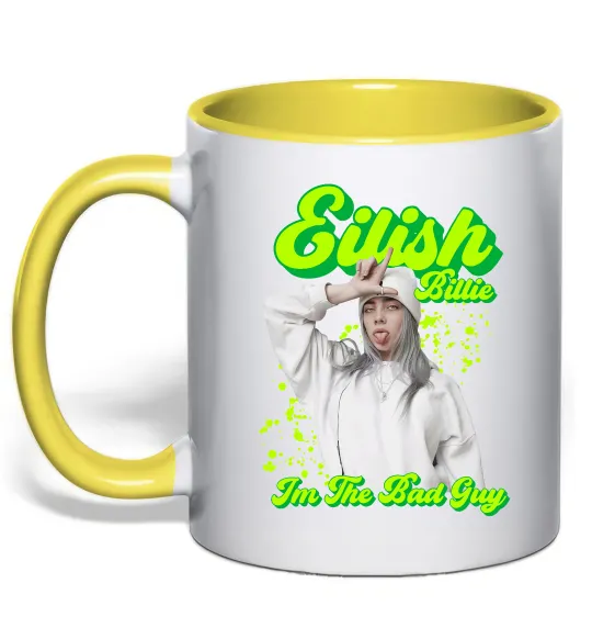 Чашка з кольоровою ручкою Eilish Billie Лимонний фото