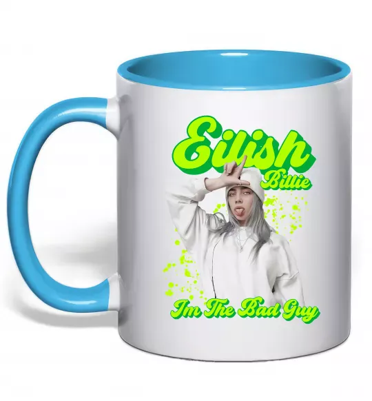 Чашка с цветной ручкой Eilish Billie Голубой фото