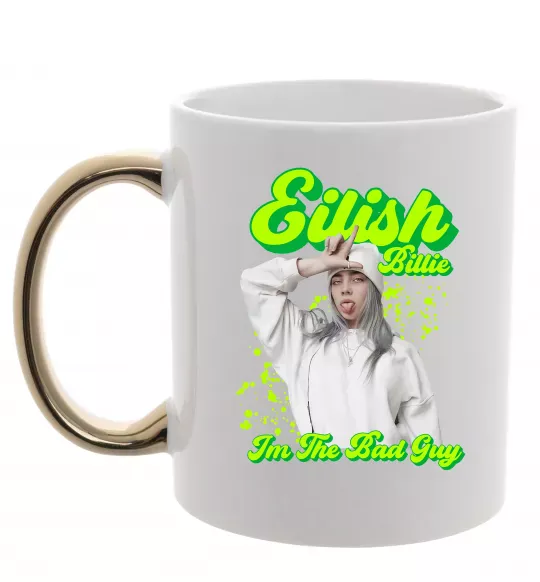 Чашка с цветной ручкой Eilish Billie Золото фото