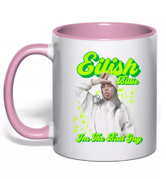 Чашка с цветной ручкой Eilish Billie Нежно розовый фото