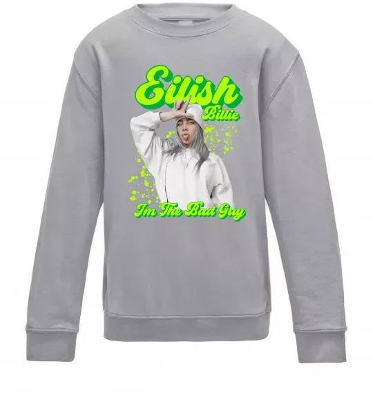 Детский Свитшот Eilish Billie Серый меланж фото