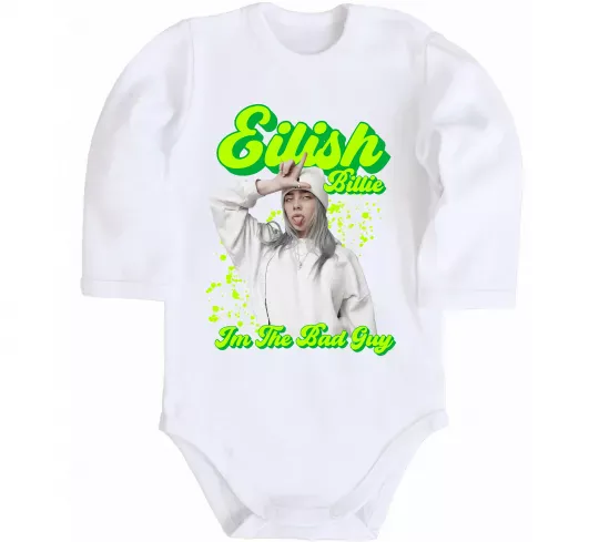 Дитячий бодік Eilish Billie Білий фото