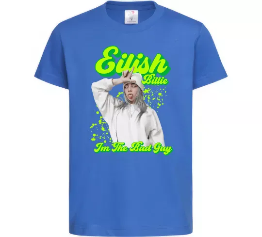 Дитяча футболка Eilish Billie Яскраво-синій фото
