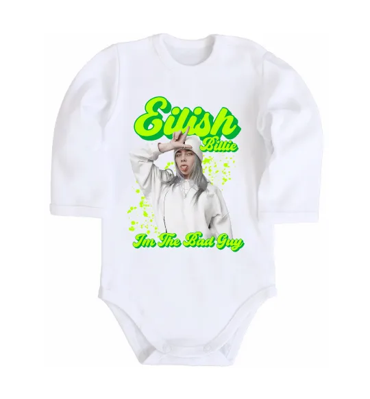 Детский боди Eilish Billie Белый фото
