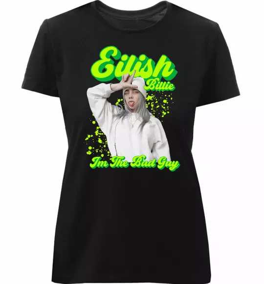 Женская премиум футболка Eilish Billie Черный фото