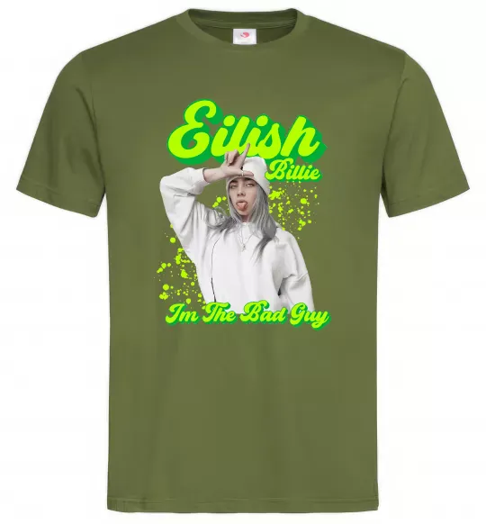 Мужская футболка Eilish Billie Оливковый фото