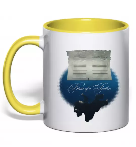 Чашка с цветной ручкой Birds of a feather Солнечно желтый фото