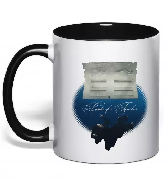 Чашка с цветной ручкой Birds of a feather Черный фото