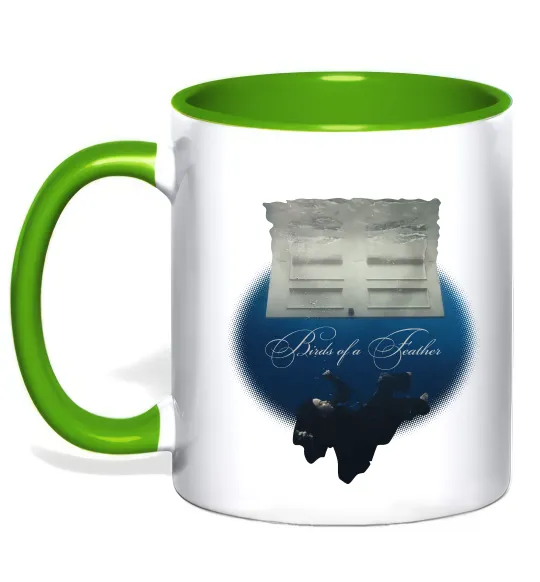 Чашка с цветной ручкой Birds of a feather Лаймовый фото