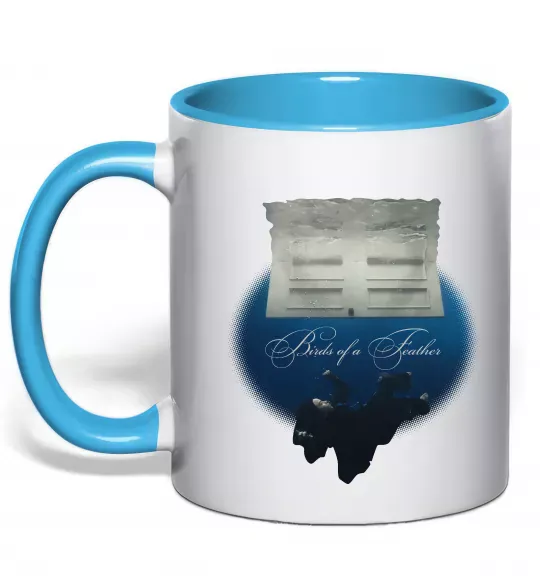 Чашка с цветной ручкой Birds of a feather Голубой фото