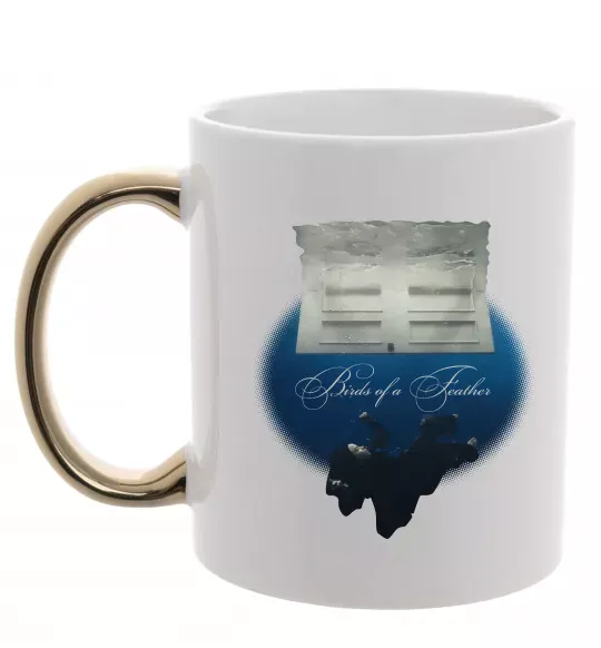 Чашка с цветной ручкой Birds of a feather Золото фото