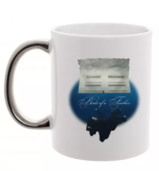 Чашка с цветной ручкой Birds of a feather Серебро фото