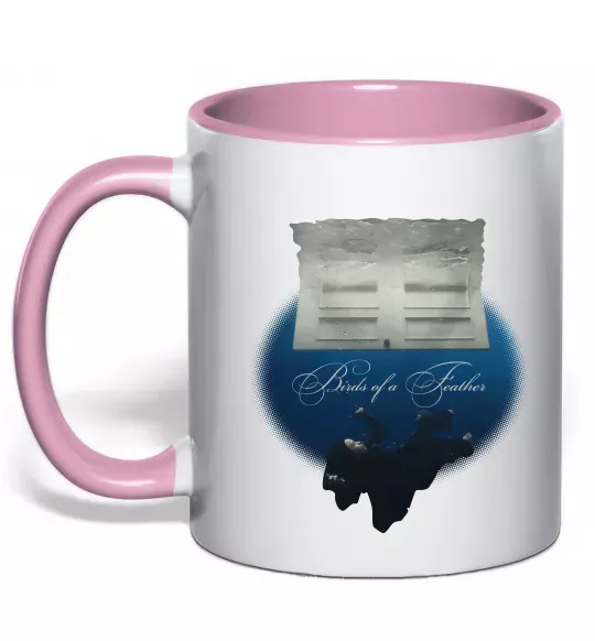 Чашка с цветной ручкой Birds of a feather Нежно розовый фото