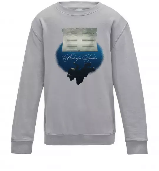 Детский Свитшот Birds of a feather Серый меланж фото