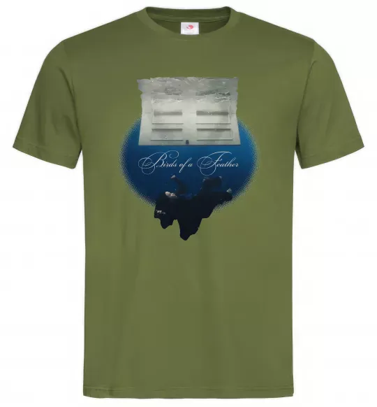 Мужская футболка Birds of a feather Оливковый фото